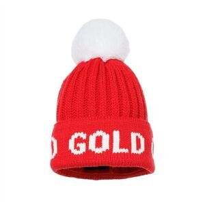 Goldbergh Ski Real Fox Fur Beanie Hat Red White Logo Hodd